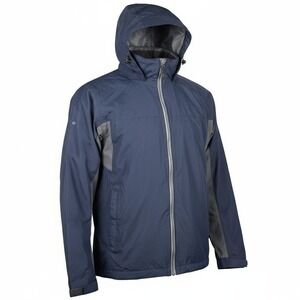 Roots 73 Mens Hooded Windbreaker Jacket Navy Blue Grey Full Zip Large L